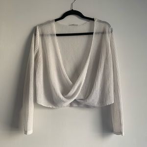 White, see-through long sleeve top
